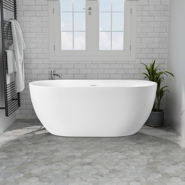 VIBRANTBATH 51 In. Acrylic Freestanding Bathtub Contemporary Soaking